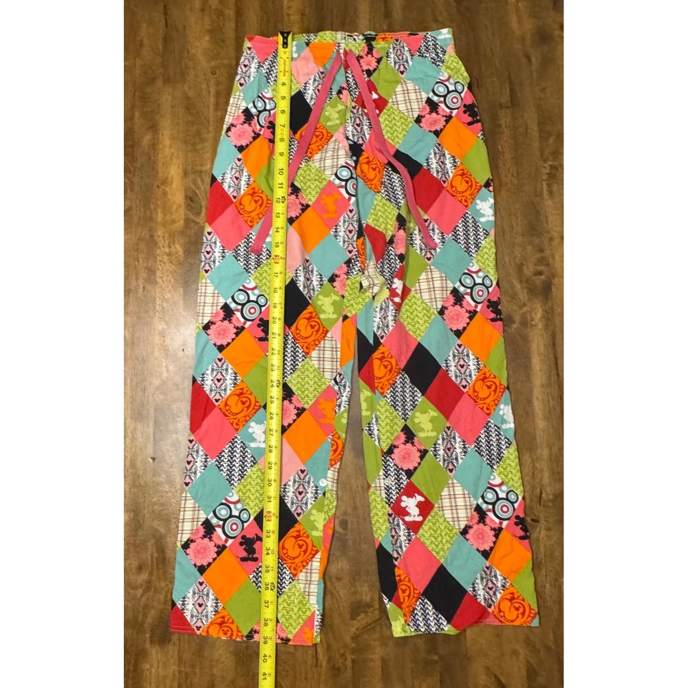 Disney Pajama Pants Colorful Patchwork Print Lounge Sleepwear Drawstring Women's - Picture 4 of 6